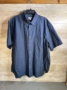 Carhartt Men's Navy Blue Short Sleeve Relaxed Fit Button Down Shirt Size 2XL